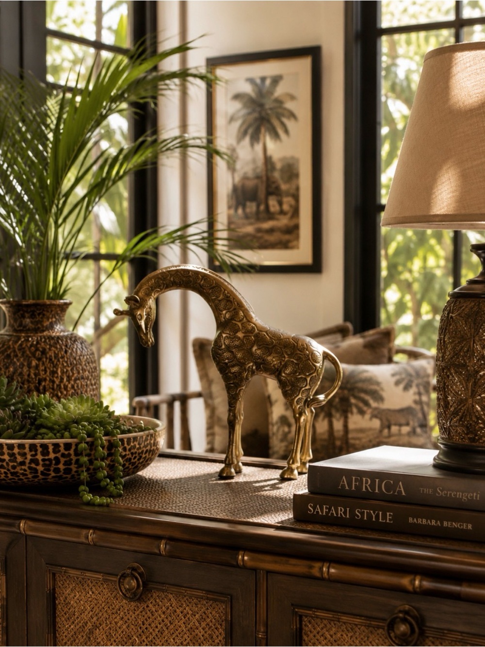 Mid-Century Giraffe Solid Brass 8.75"w X 2.38"d X 8.25"h